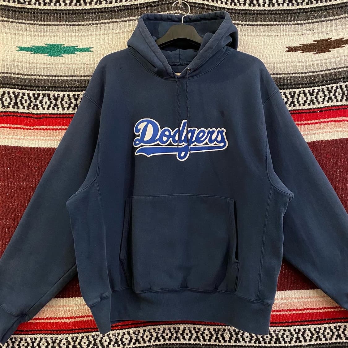 90s USA 챔피온 리버스위브 La다저스 후드 상품이미지4