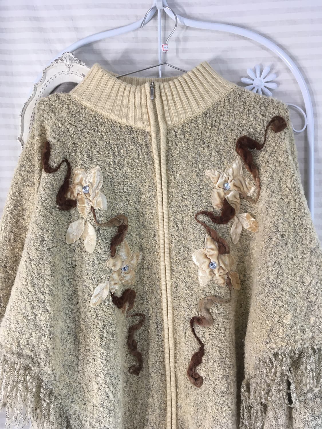 일본빈티지 페일 옐로우 보카시 케이프 투웨이 집업 상품이미지6