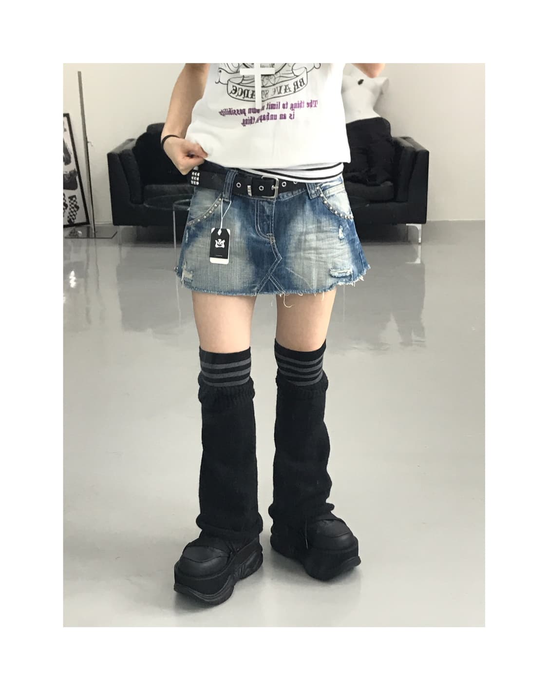 Jpn Studs Denim Mini Skirts 상품이미지1