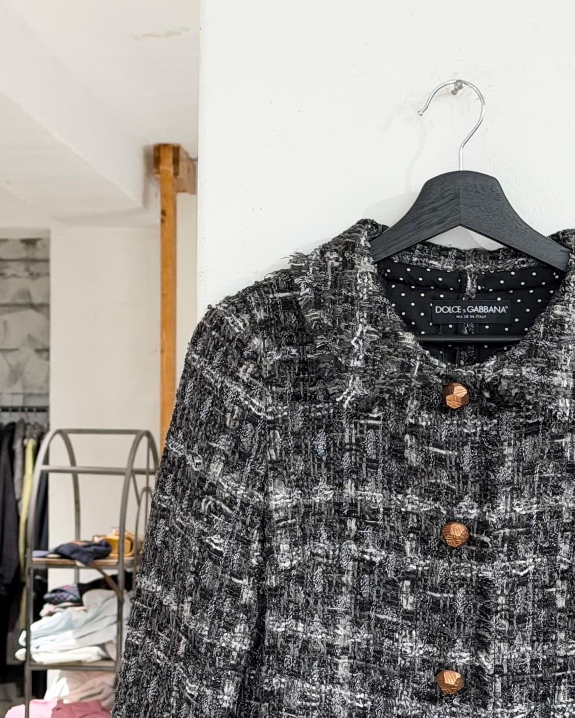 돌체앤가바나 차콜 스냅버튼 트위드 코트 상품이미지2