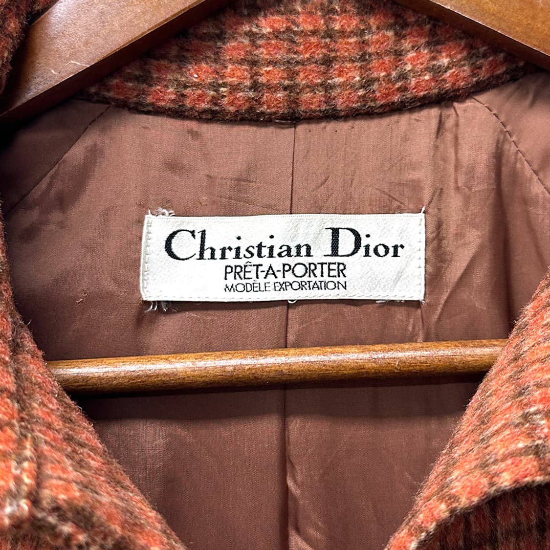 크리스챤 디올 프레따 뽀르떼 울 체크 코트 여성 레어템 상품이미지6