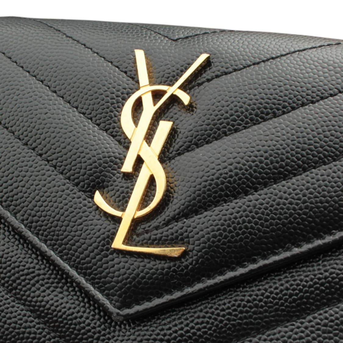 생로랑파리 블랙 YSL 금장 쉐브론 반지갑 상품이미지5