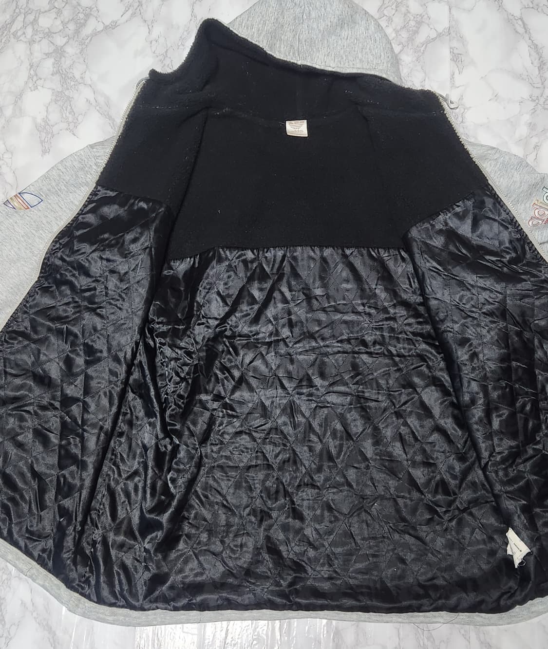 아디다스x데상트 앞 뒤 빅로고 90s 올드스쿨 양털 후드집업 자켓 상품이미지6