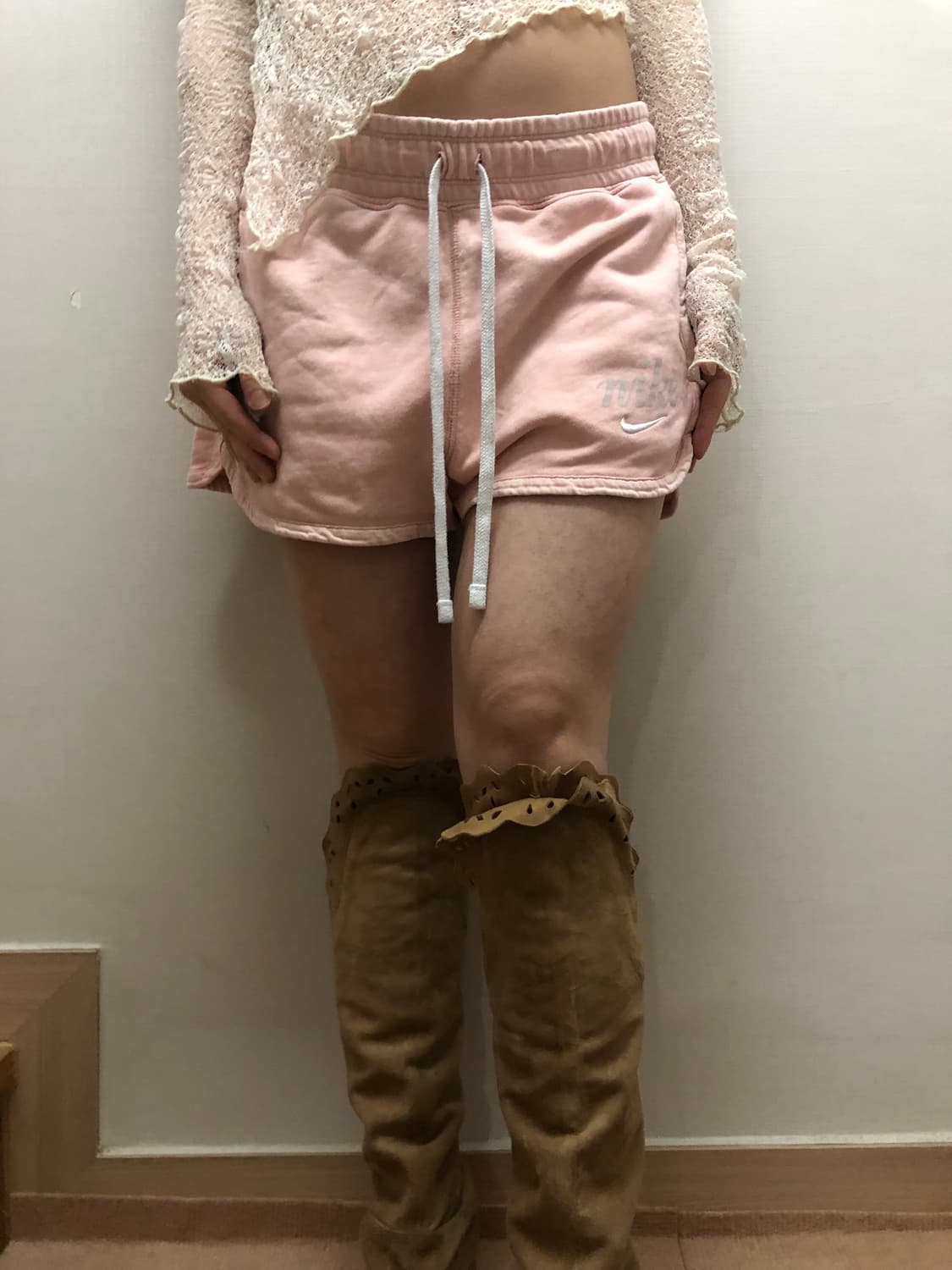 빈티지 나이키 핑크 워싱 코튼 쇼츠 상품이미지1