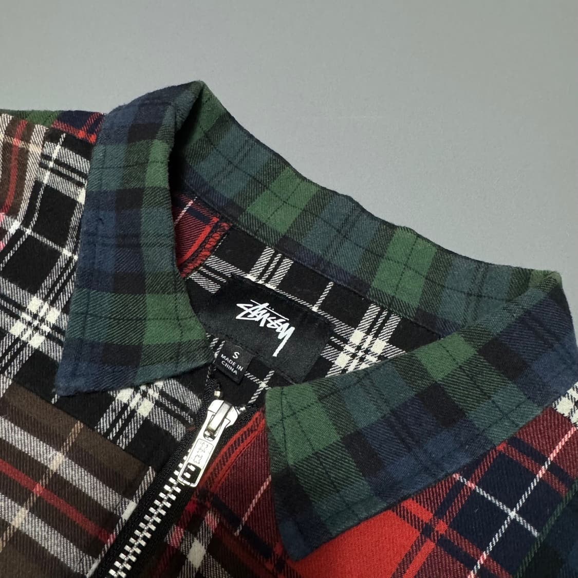 스투시(STUSSY) 플란넬 코튼 패치워크 집업 블루종 자켓 상품이미지3