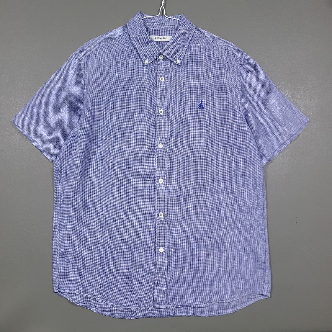 105) 빈폴 신형 20ss 로열 블루 하운드투스 린넨 마 반팔 셔츠 상품이미지2