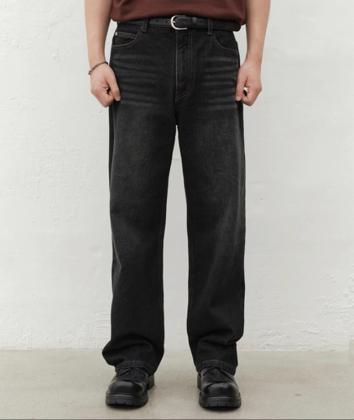 (오늘만급처)미나브 와이드 스트레이트데님 블랙XL 새상품 상품이미지2