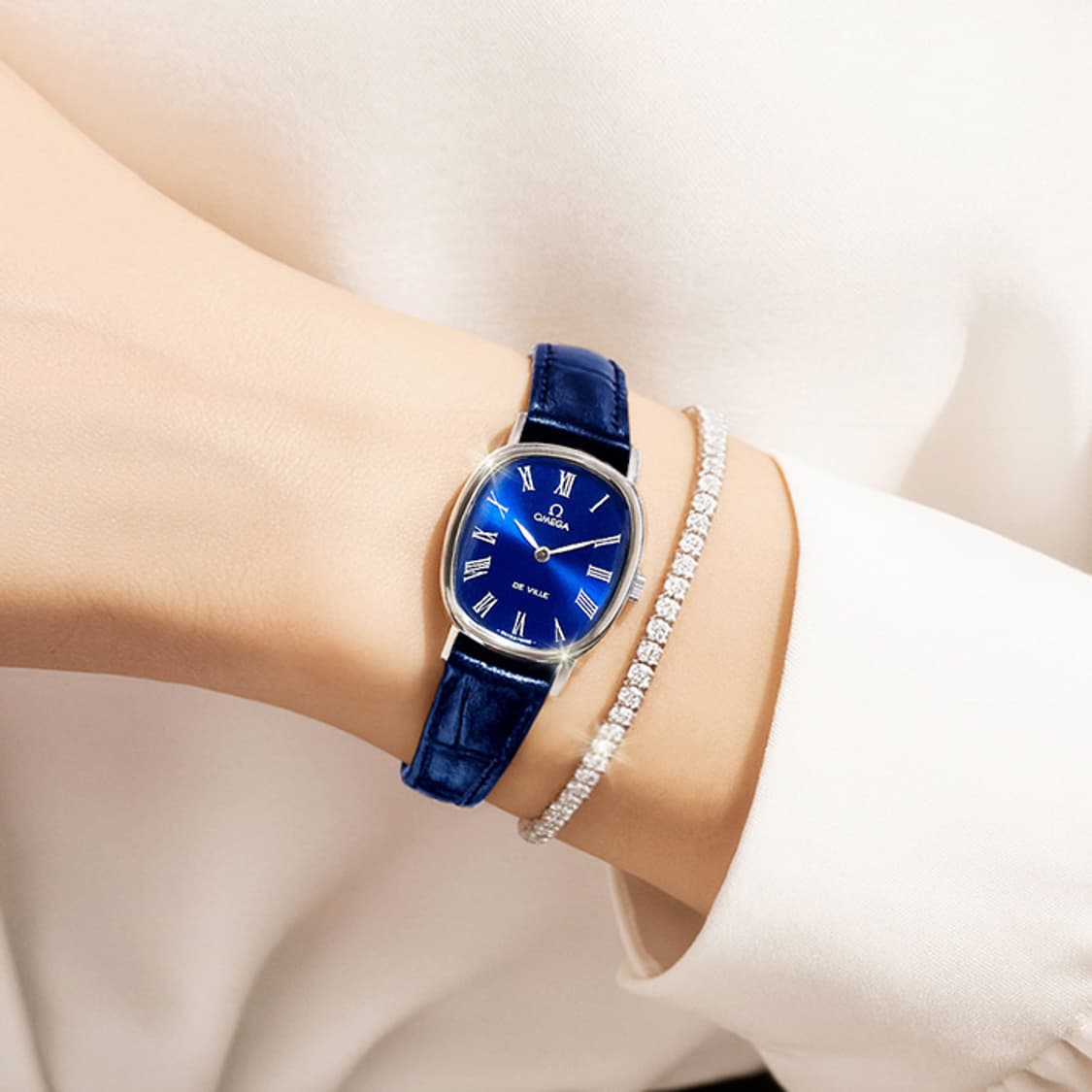 오메가 드빌 청판 여성용 가죽 시계 상품이미지8