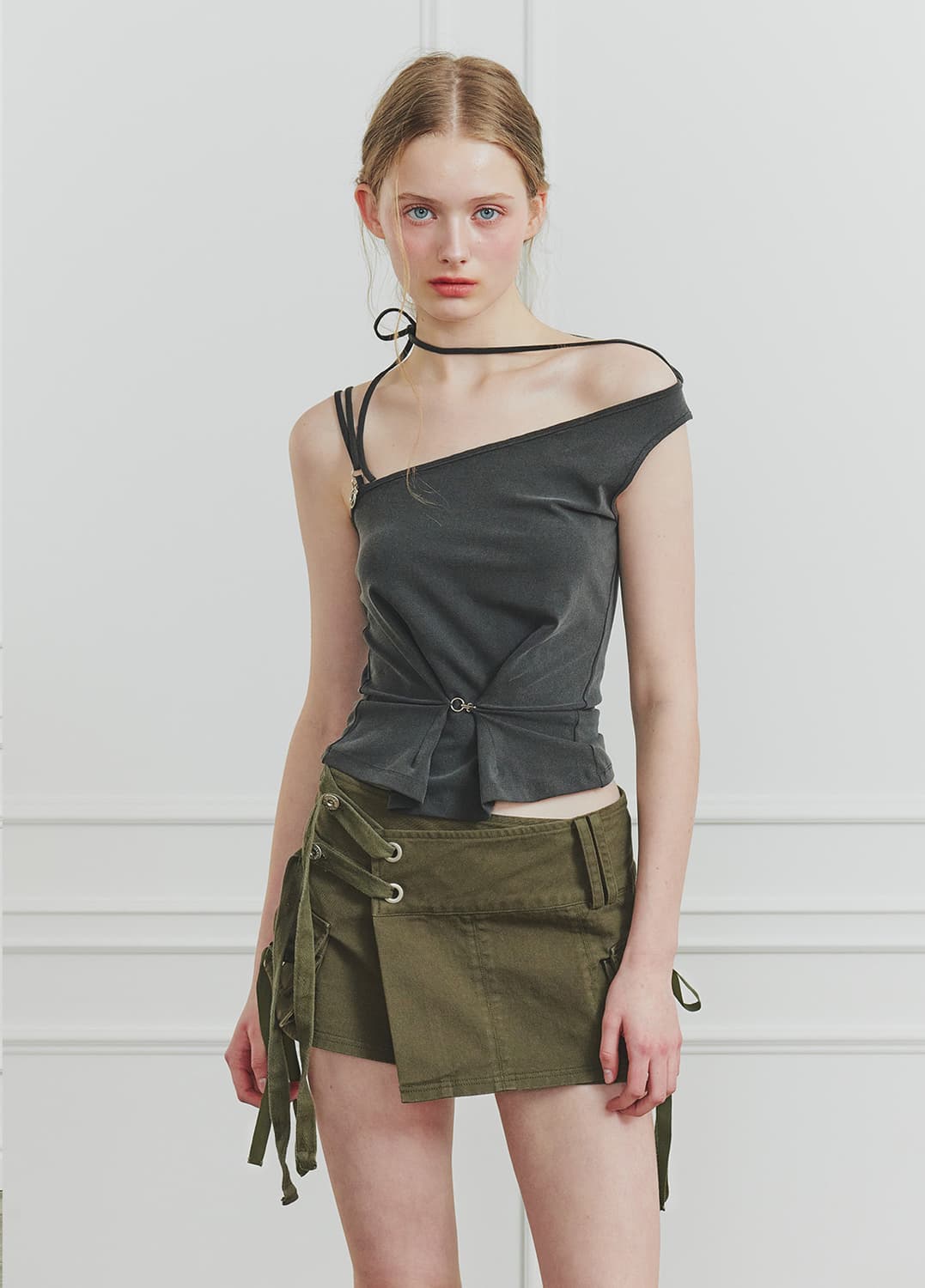 TINA BUCKLE CARGO SKIRT khaki 상품이미지3