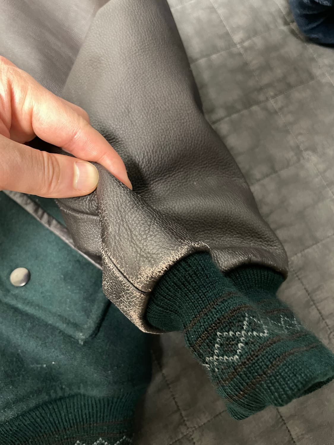 빈티지 레더 바시티 자켓 상품이미지4