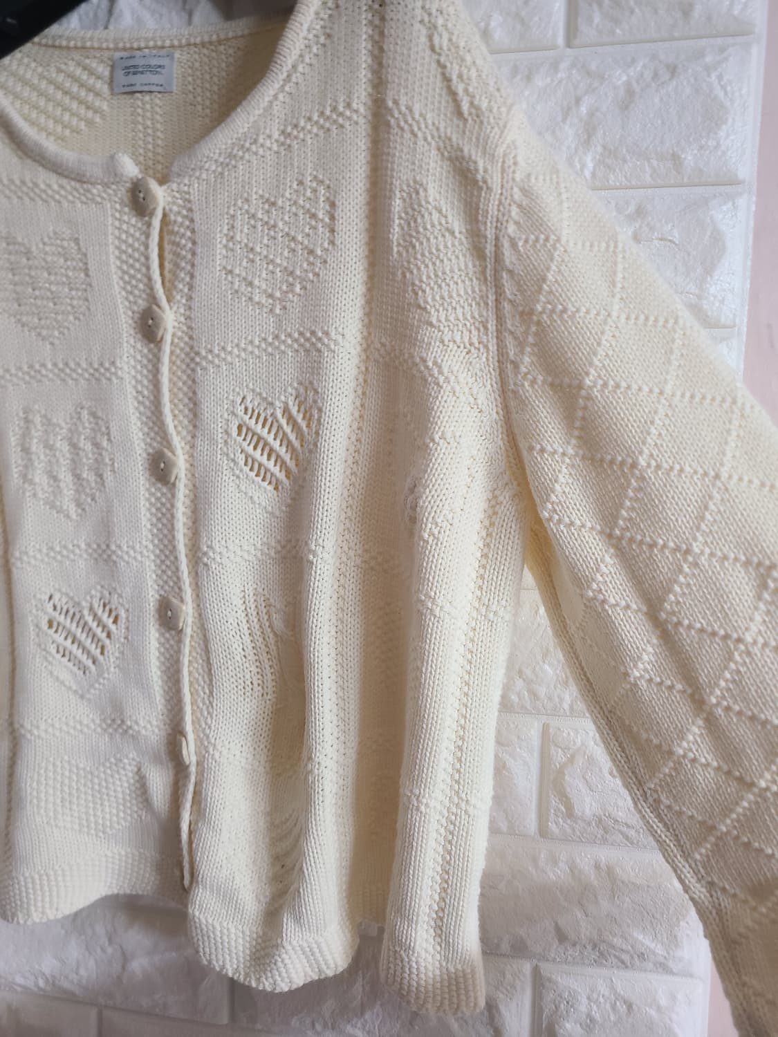 베네통 아이보리 니트 가디건 상품이미지5