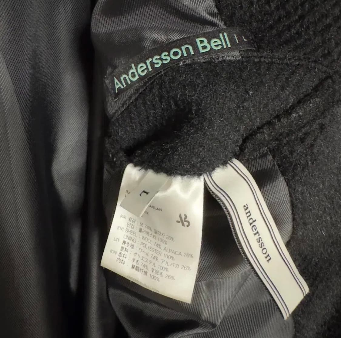 L) 앤더슨벨 이탈리안 알파카 후디 코트 블랙 상품이미지3