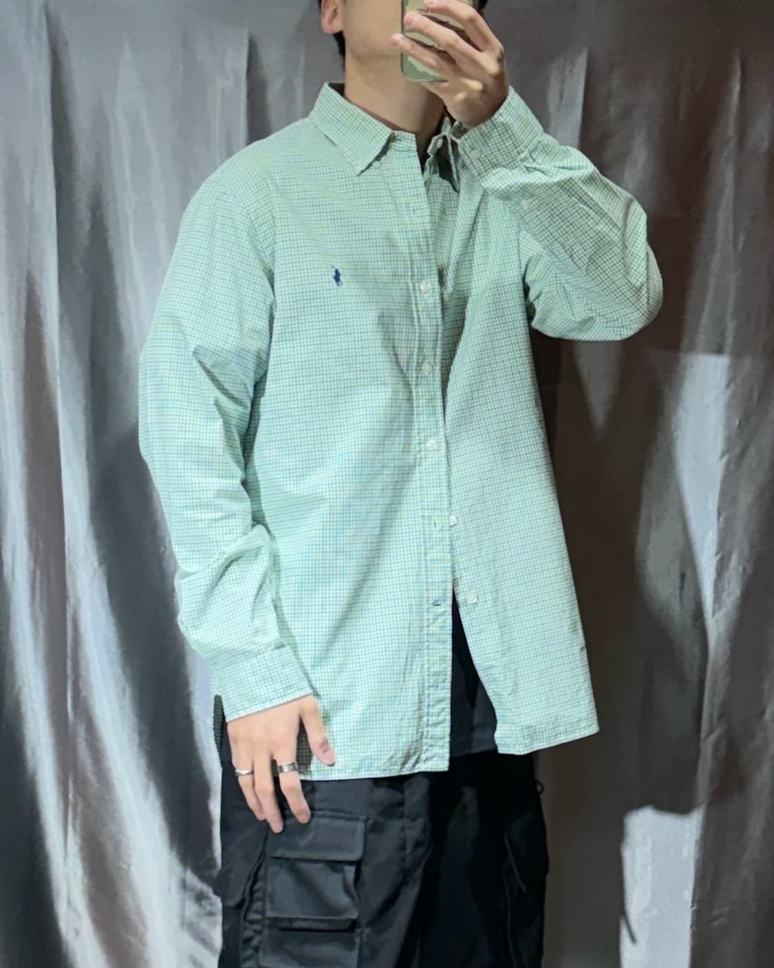 L 폴로랄프로렌 블루포니 그린 체크셔츠 상품이미지1