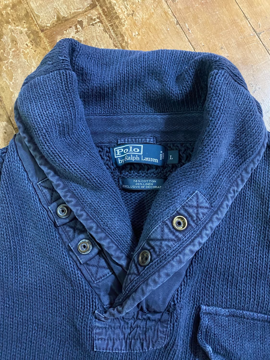 폴로 랄프로렌 밀리터리 숄칼라 니트 L 네이비 상품이미지2
