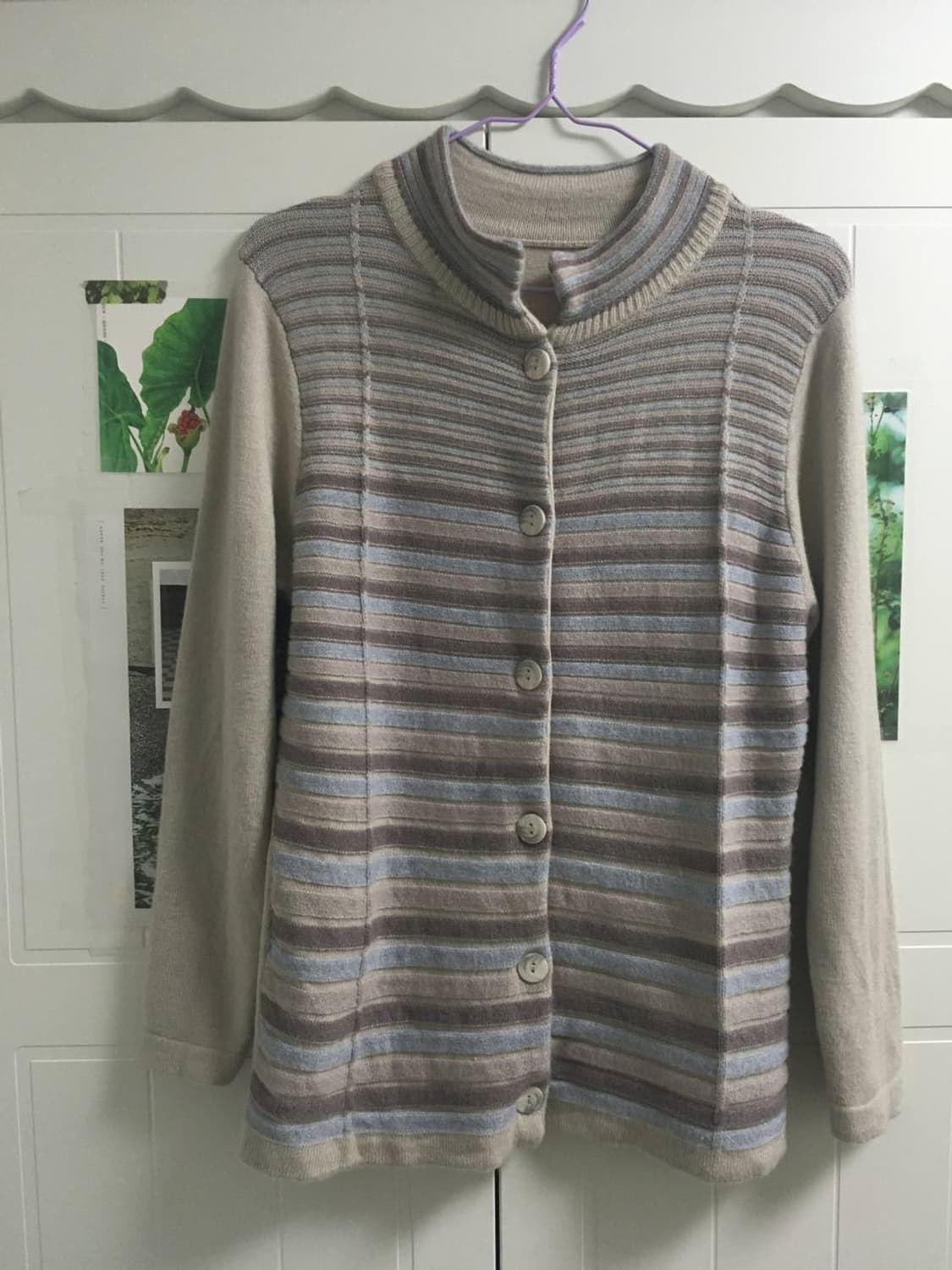 일본빈티지 줄무늬 니트 가디건 하구미 니혼진 카모메산장 너드룩 상품이미지2