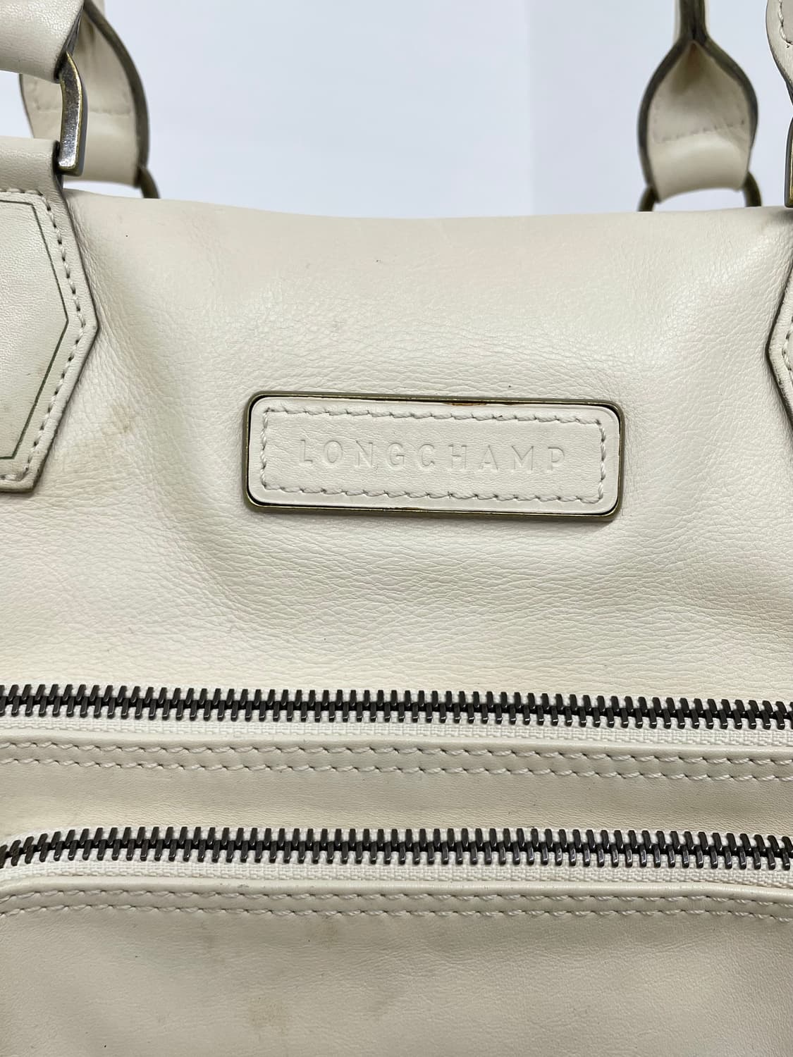 롱샴 아이보리 레더 보스턴백 상품이미지7