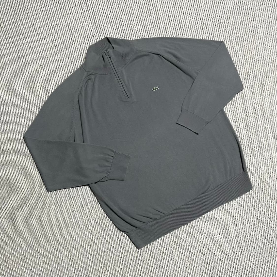 [XL] Lacoste 라코스테 그레이 반집업 코튼 니트 상품이미지2