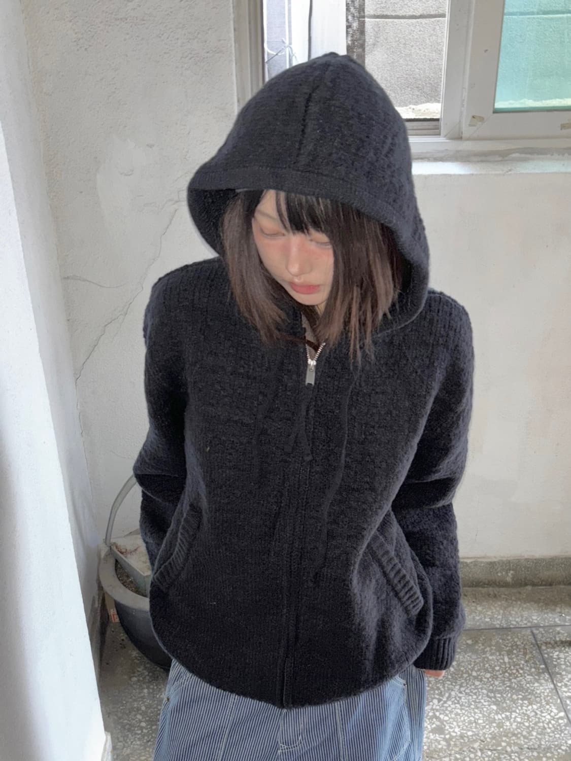 *Pre order [unisex] 플로우 투웨이 니트 후드집업(2co) 상품이미지4