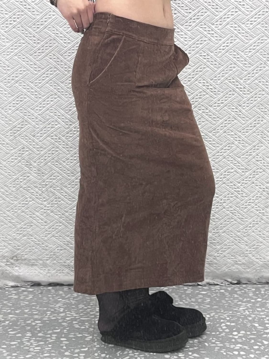 빈티지 코듀로이 골덴 뒷트임 롱스커트 25인치 C07104 상품이미지1