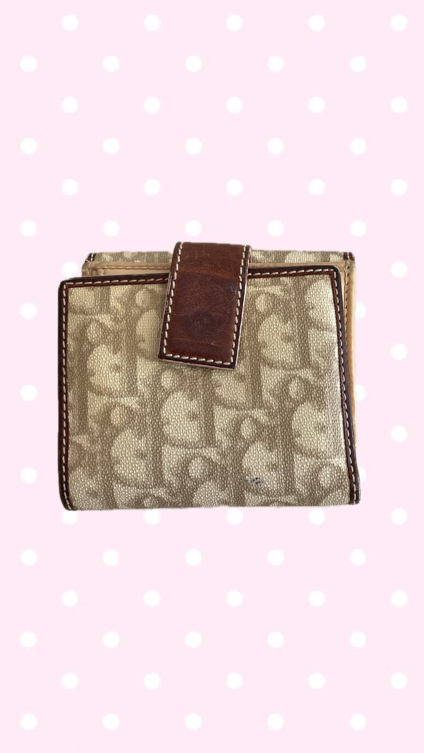 크리스찬디올 로맨틱라인 오블리크 핑크 베이지 하트 반지갑 빈티지 상품이미지5