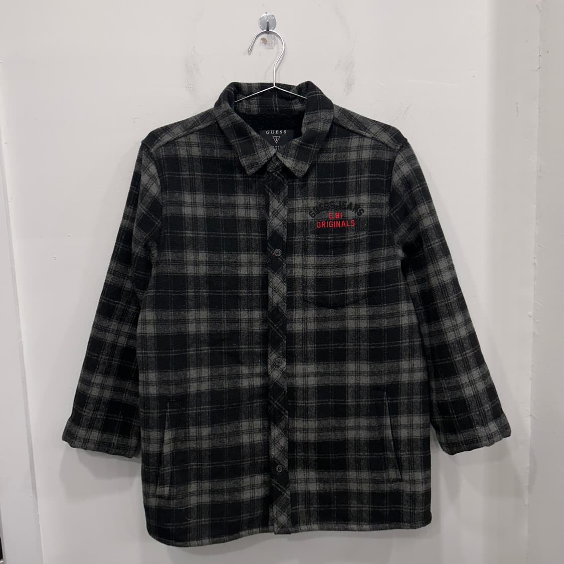 게스 진스 타탄체크 이너후리스 울 셔츠자켓 상품이미지2