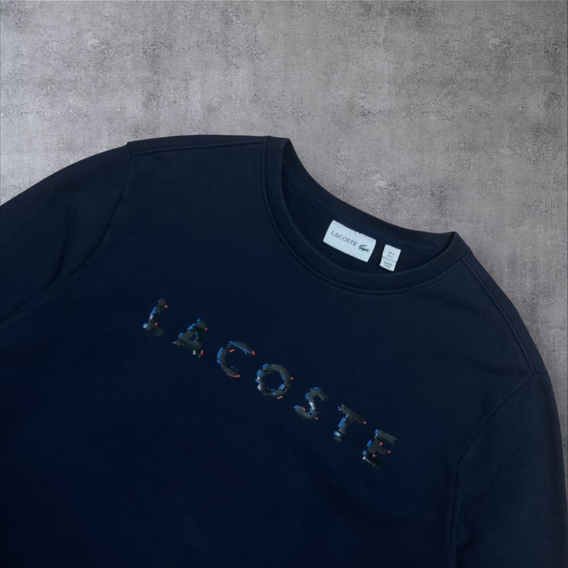 라코스테 스펠아웃 로고 네이비 맨투맨 상품이미지2