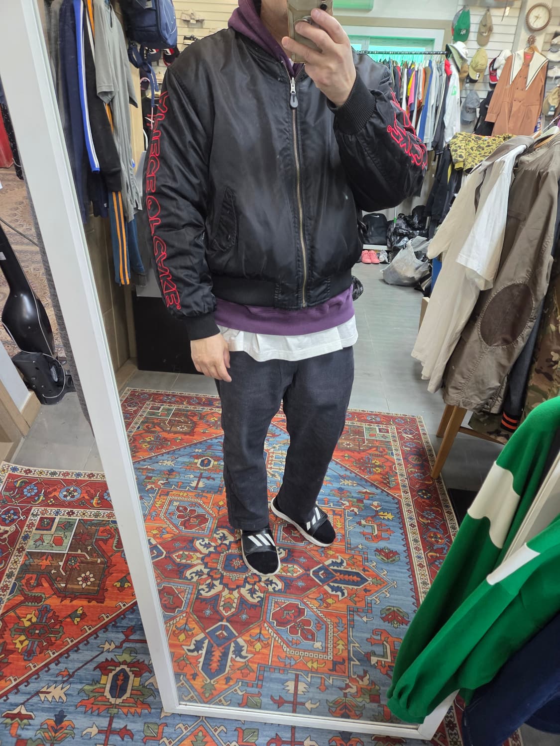 어피스 오브 케이크 빅로고 퍼 리버시블 항공자켓 L xl 상품이미지8