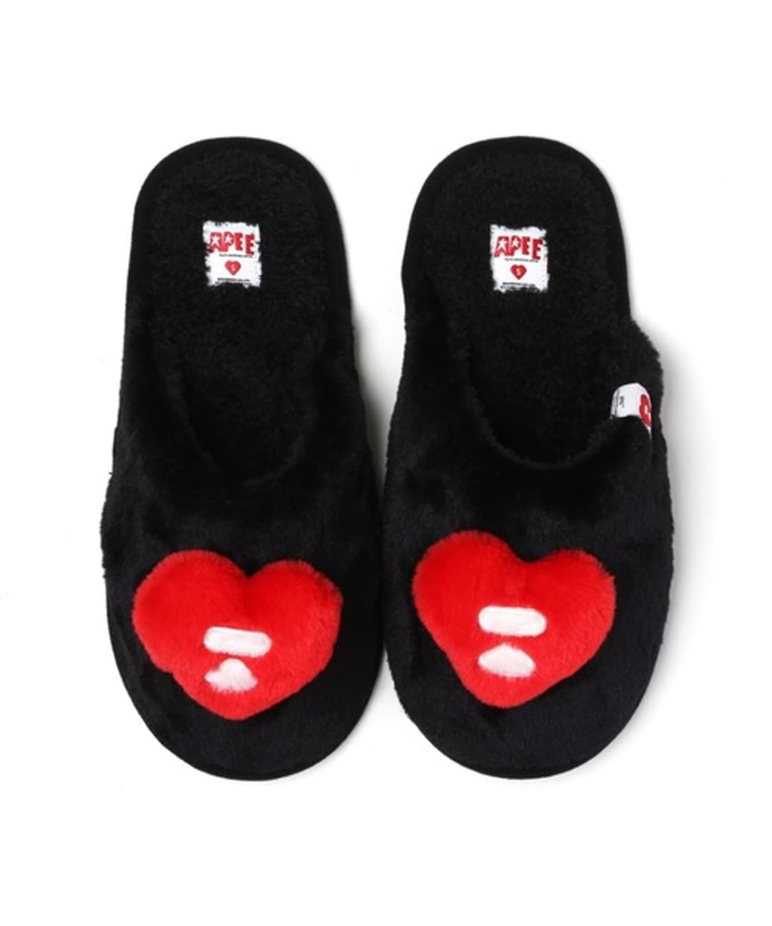 (오더) 베이프 APEE 하트 퍼 슬리퍼 블랙 상품이미지2
