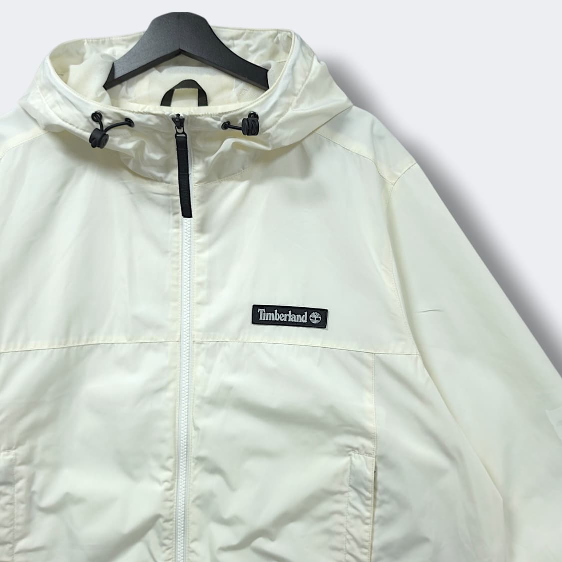 [XL] 팀버랜드 화이트/아이보리 빅로고 후드 오버핏 바람막이 상품이미지3
