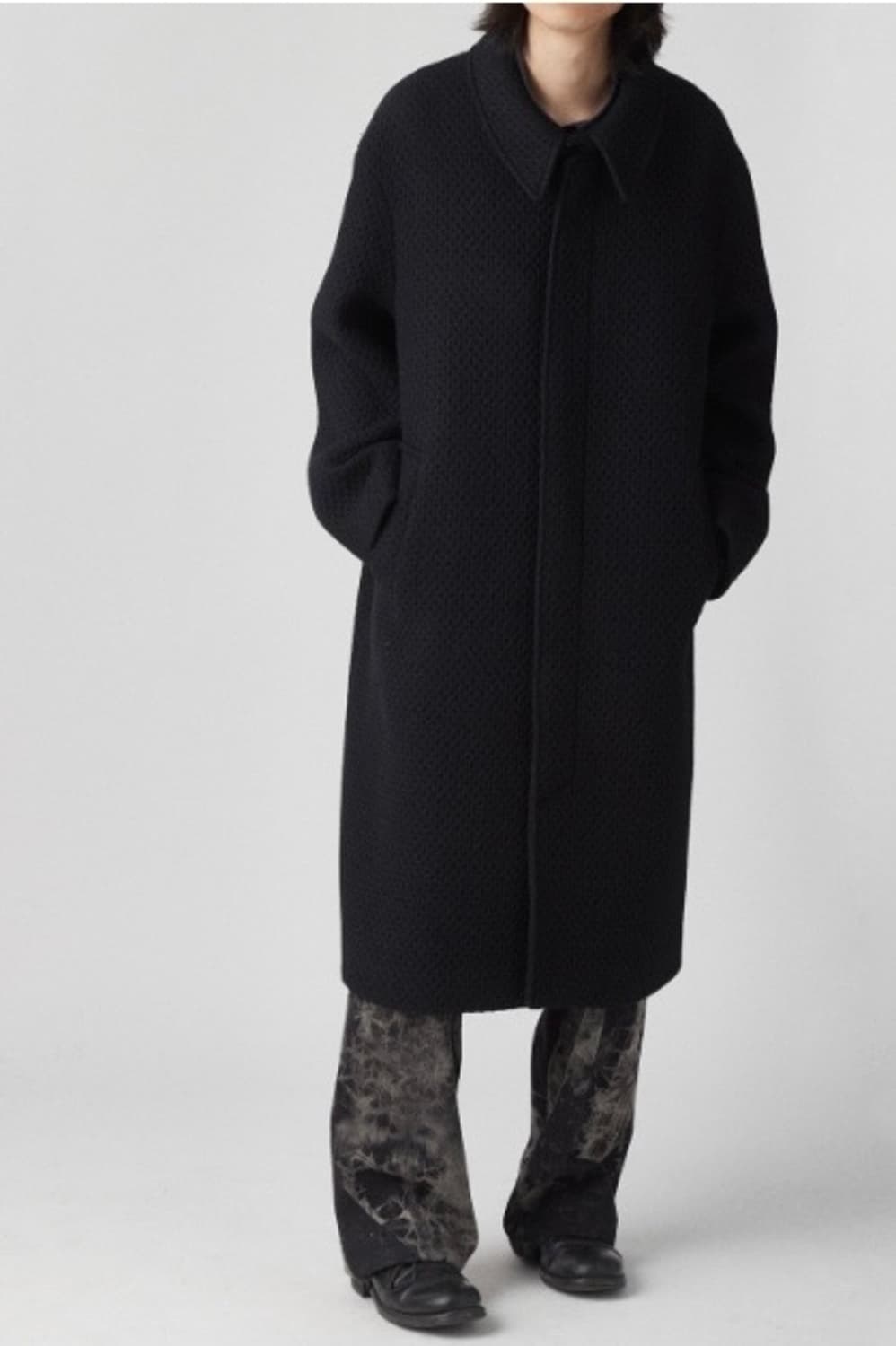 [4] 해칭룸 옵스큐라 트위드 코트 블랙 상품이미지1