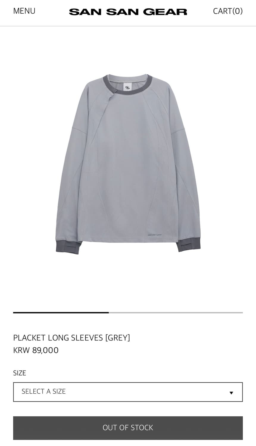 산산기어 PLACKET LONG SLEEVES(그레이) 3size 상품이미지1