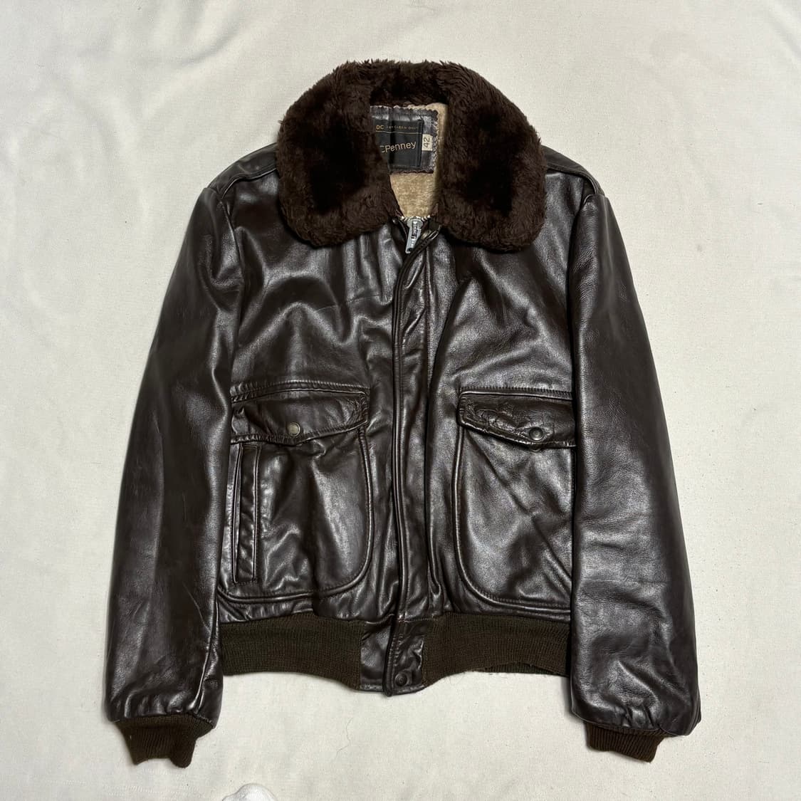 42 70’s JCPenney 브라운 가죽 G-1 플라이트 재킷 상품이미지2
