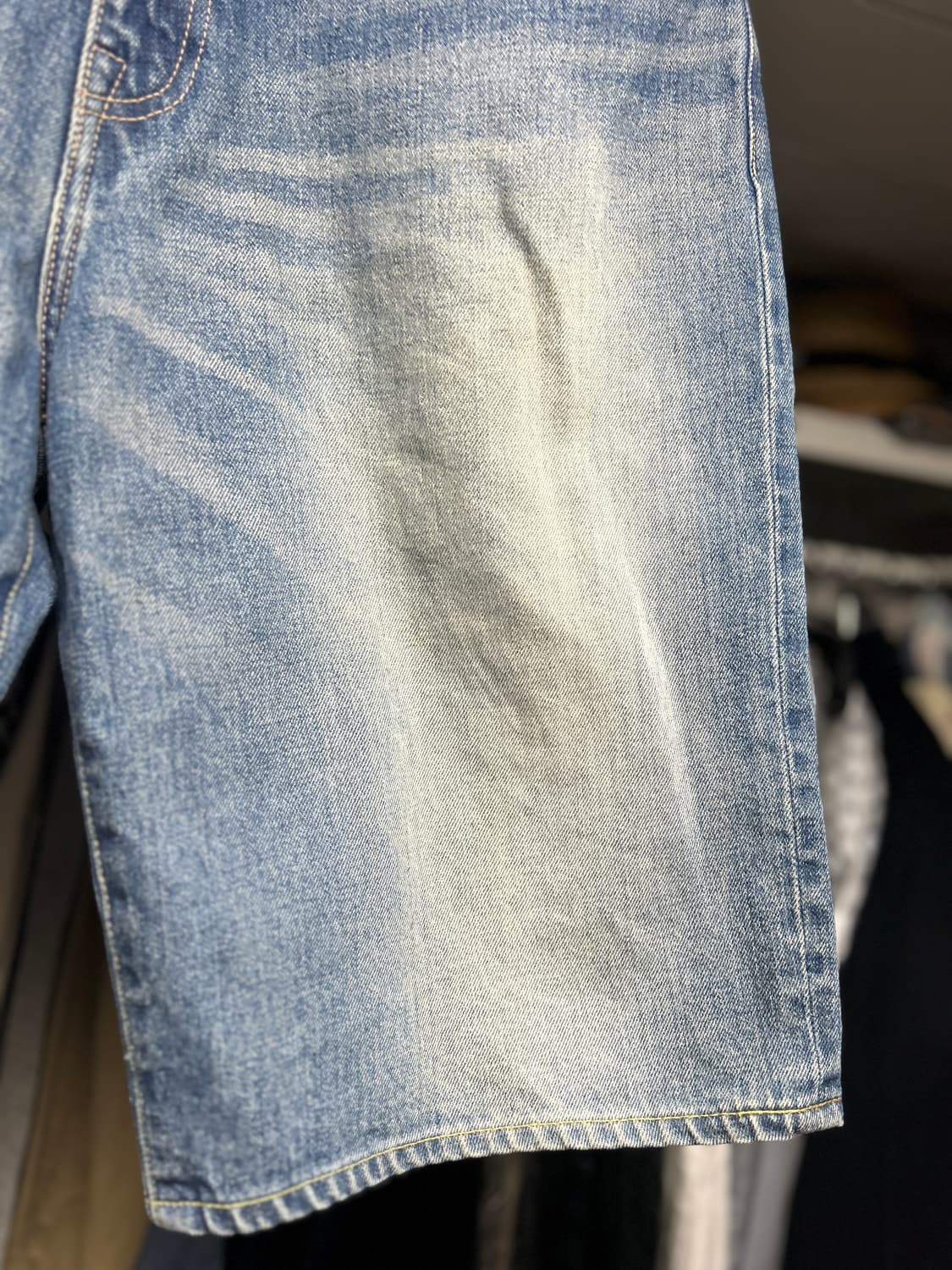 BAPE 베이프 백 레터링 데님 쇼츠 XL 상품이미지7