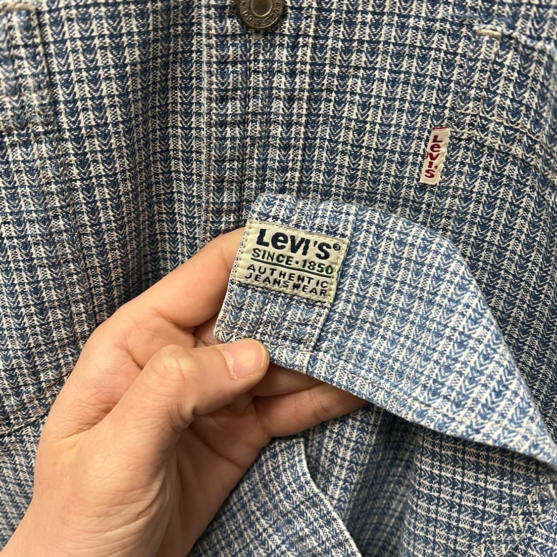 00s 리바이스 화이트탭 캐슬 체크 오버핏 셔츠 남방 M 상품이미지4