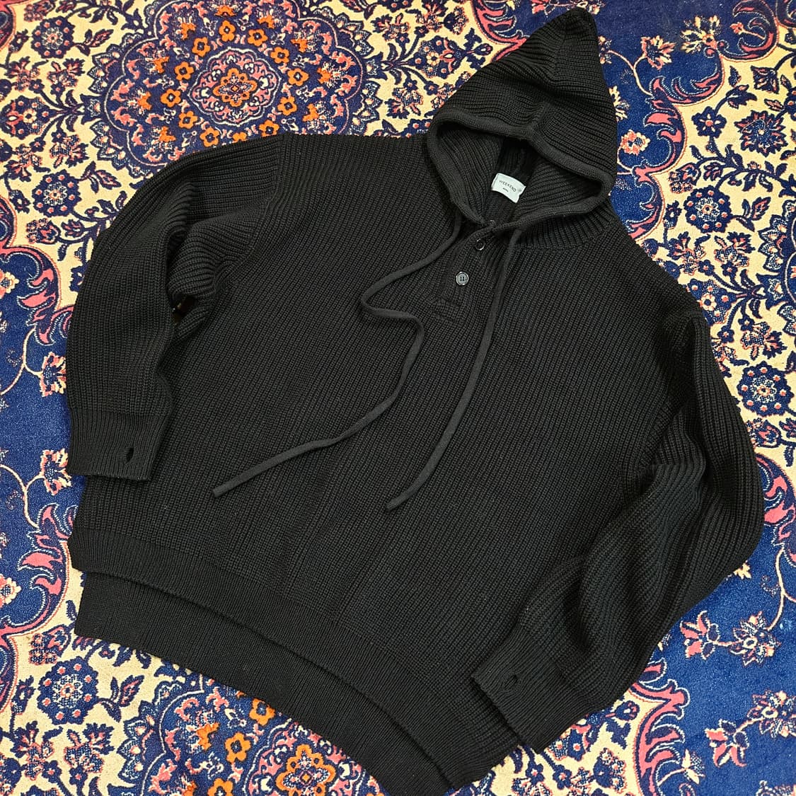 Week End 헨리넥 루즈핏 후드 니트 스웨터 Free 상품이미지1