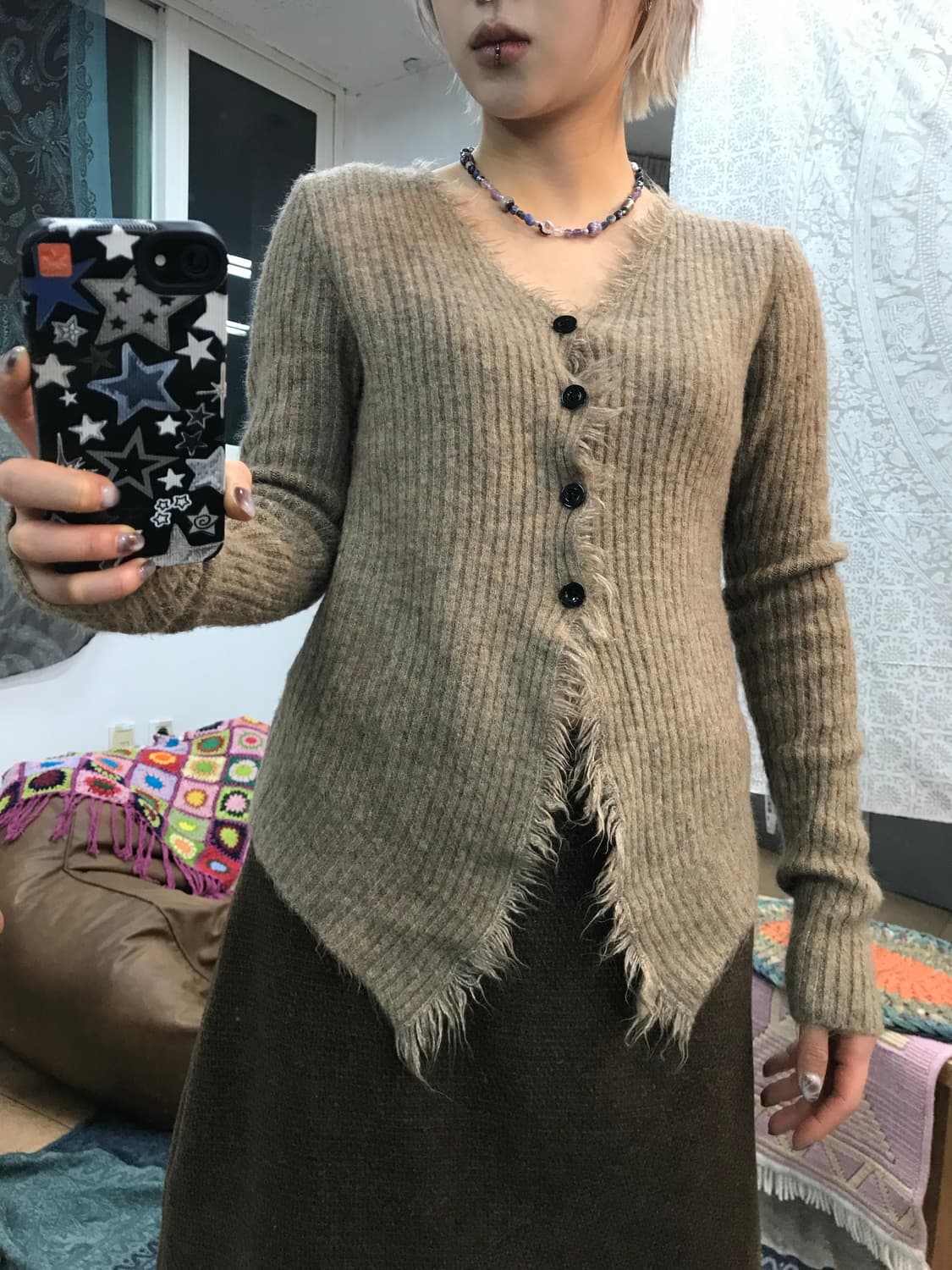 빈티지 여성 골지 니트 가디건  상품이미지2