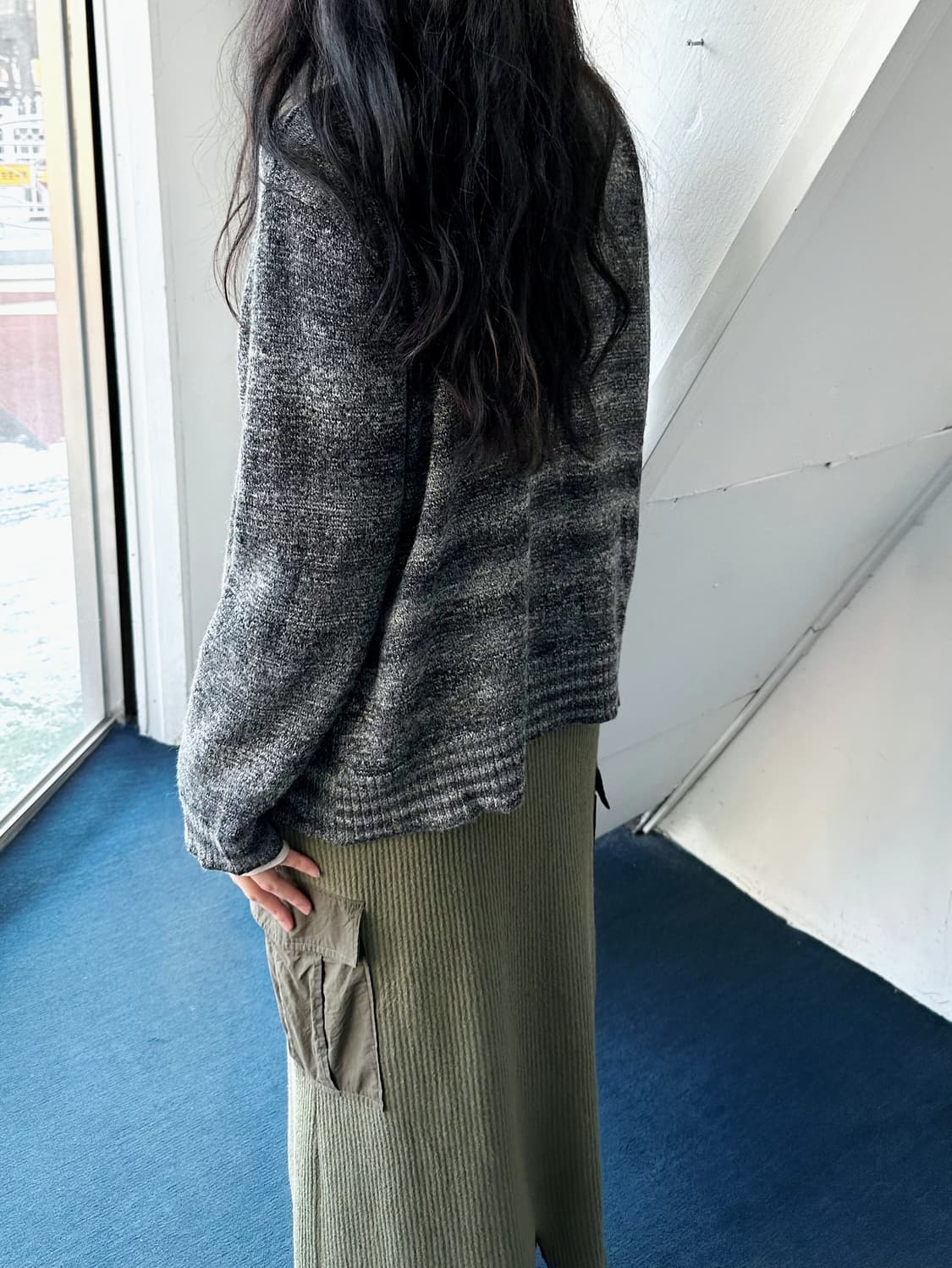 Pattern knitted 2way neck zip jacket 상품이미지6