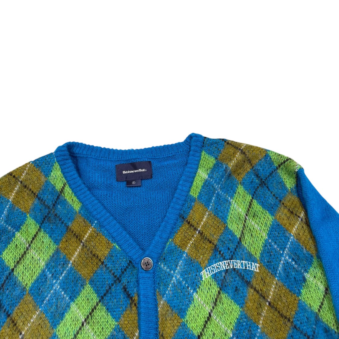 디스이즈네버댓 아가일 니트 아크릴 가디건 블루 S 상품이미지2