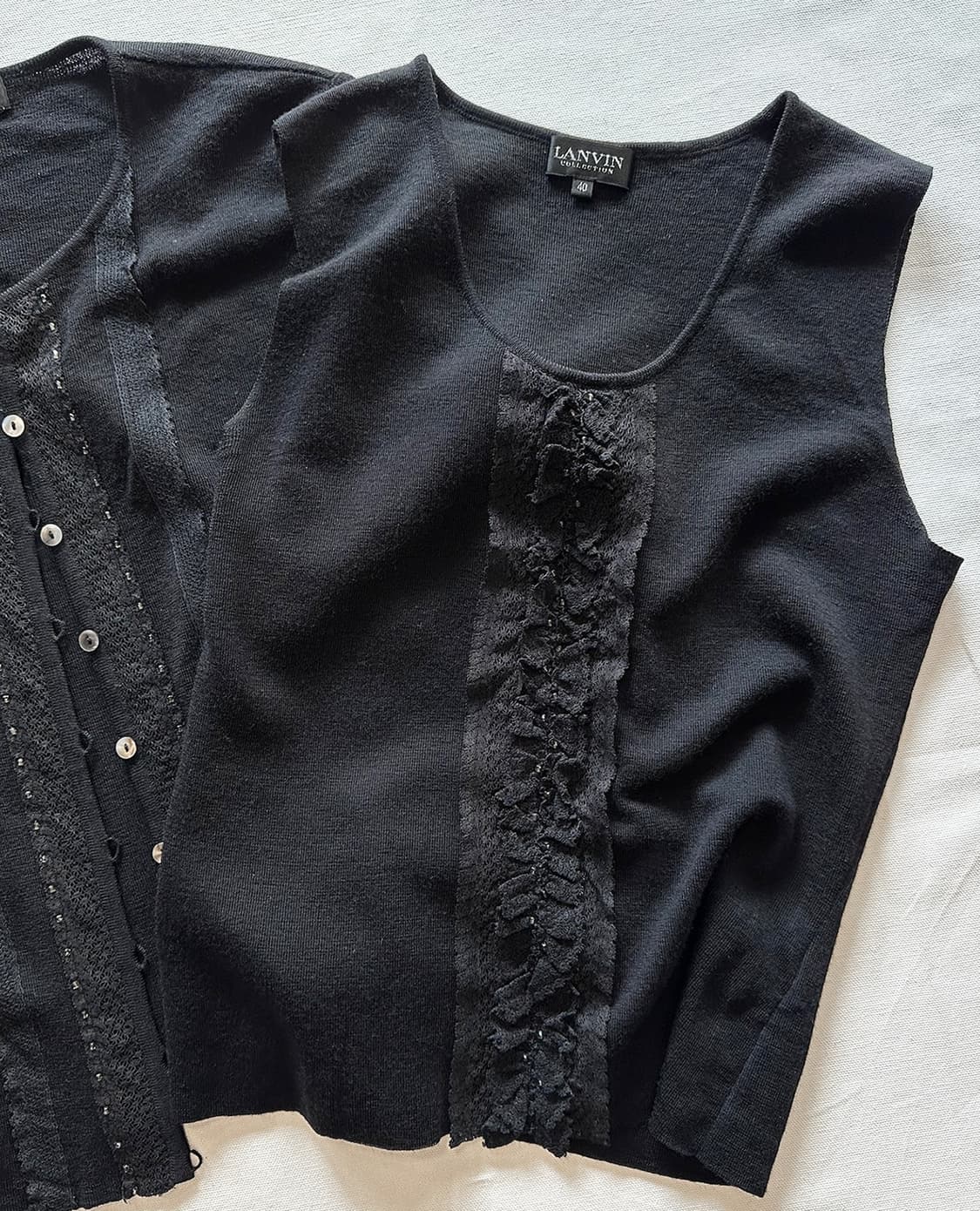 LANVIN lace knit cardigan sleeveless set 상품이미지9