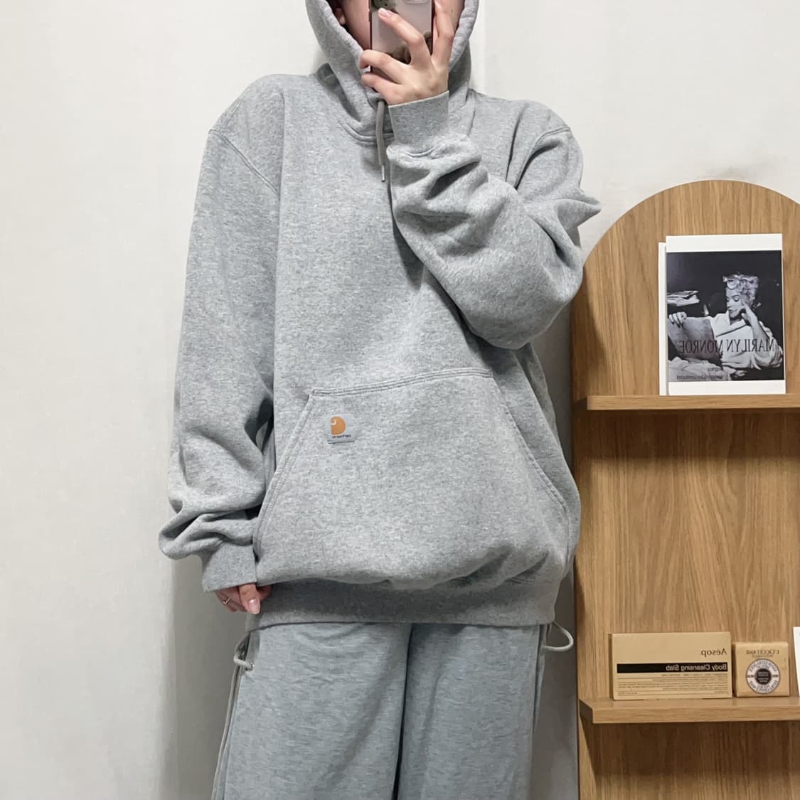 [정품] 칼하트 그레이 오리지널핏 기모 후드티 [ M ] 상품이미지2