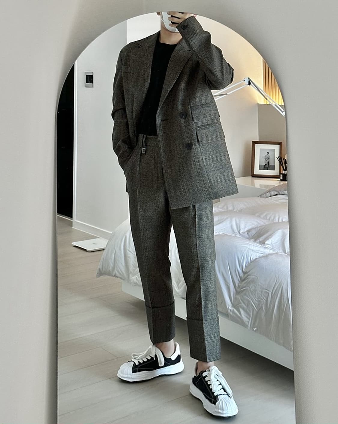 우영미 22FW 커프스 자켓 그레이 체크 셋업 48 48 상품이미지7