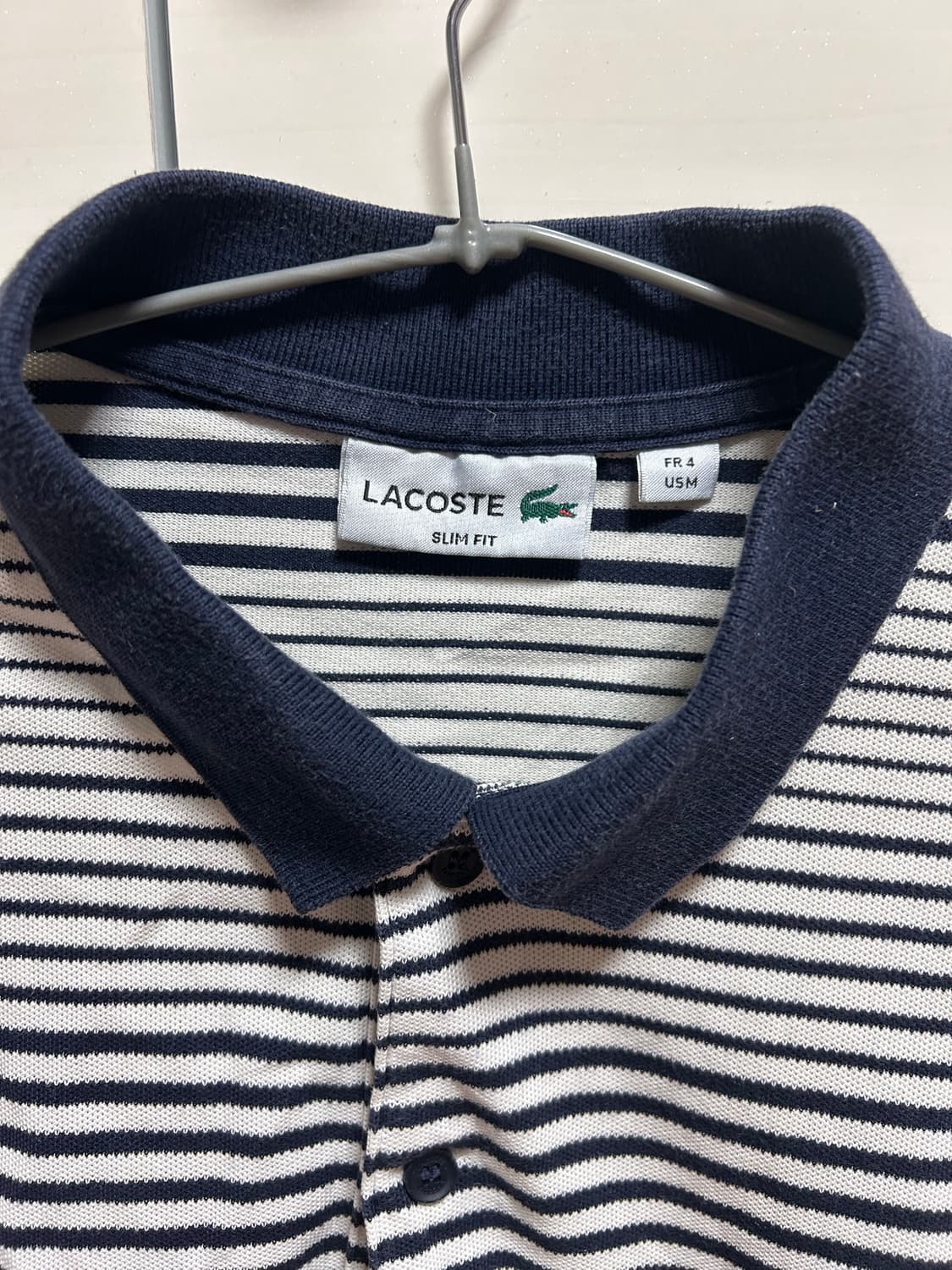 라코스테 스트라이프 카라티 US M 슬림핏 상품이미지2