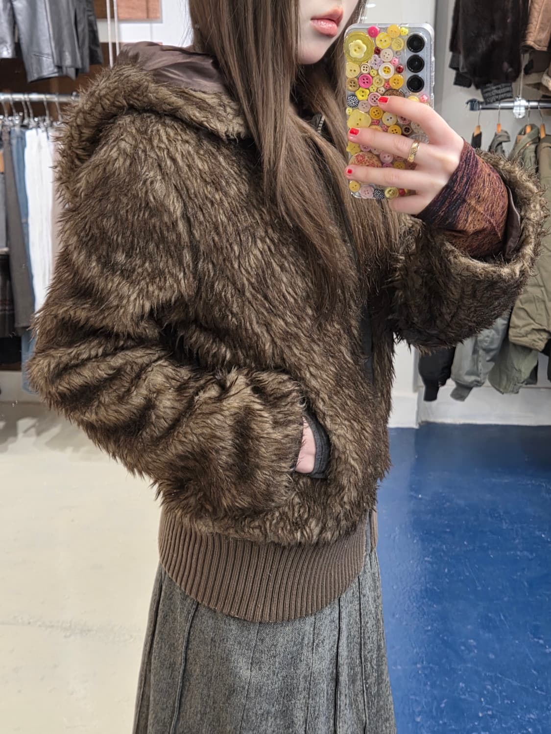 massive Y2K 갸루 플리스 후드 자켓 상품이미지4