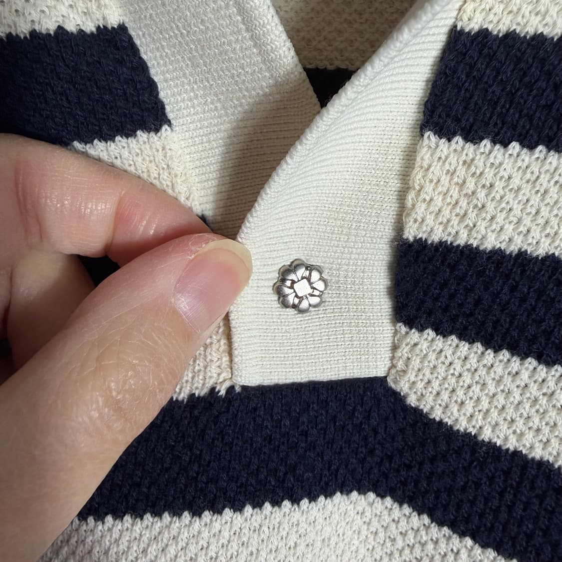 a.t.corner 스트라이프 긴팔 크롭 니트(S) 상품이미지4