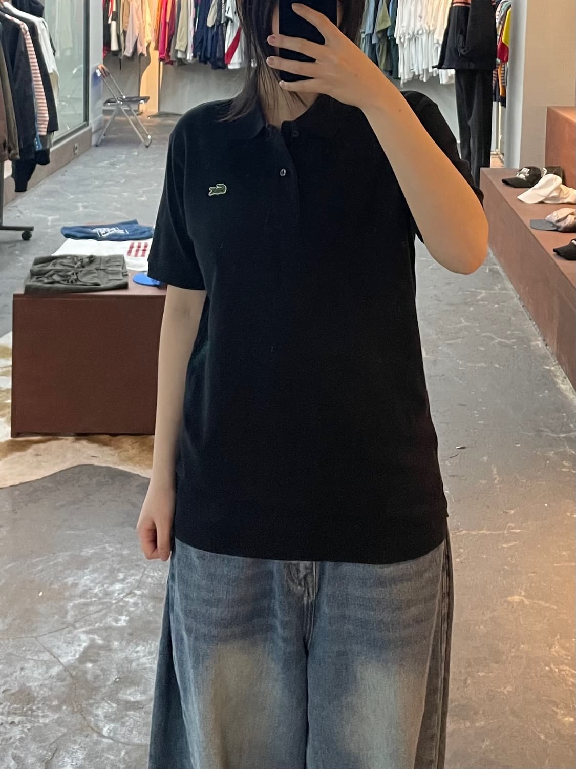 라코스테 로고 블랙 카라 반팔티 H2435 상품이미지1