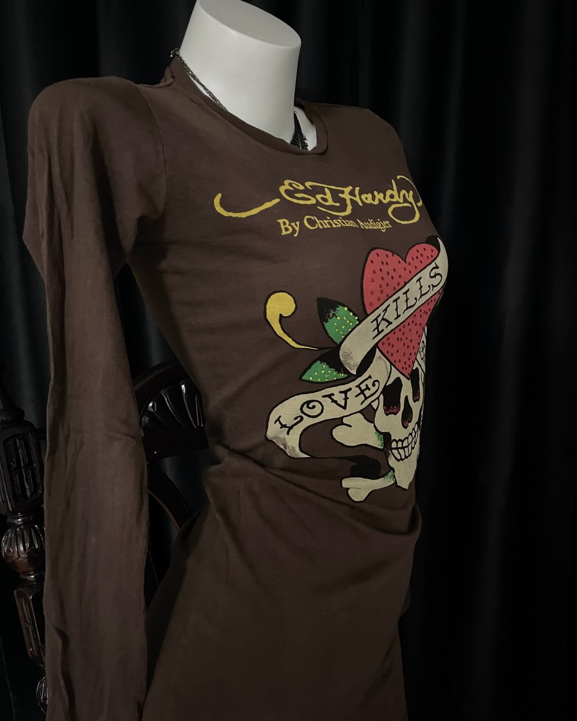 Ed Hardy Skull & Heart Slim Graphic Top 상품이미지2