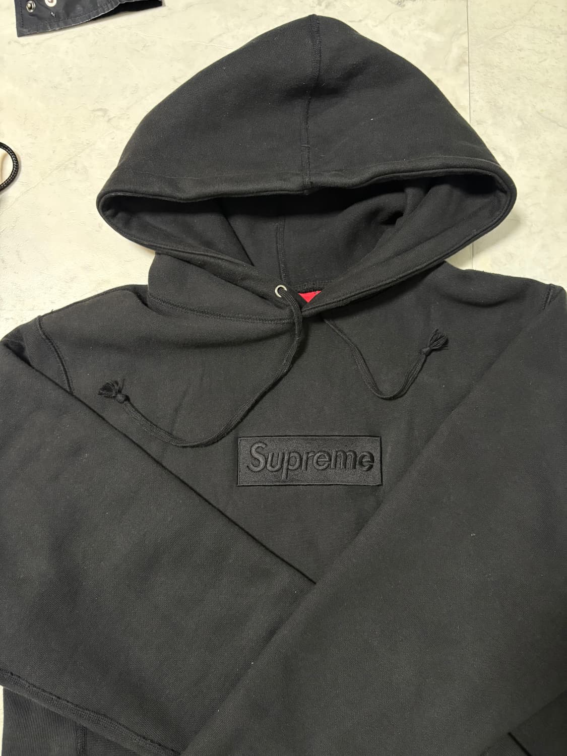 슈프림 박스자수로고 후드티 블랙 L 상품이미지2