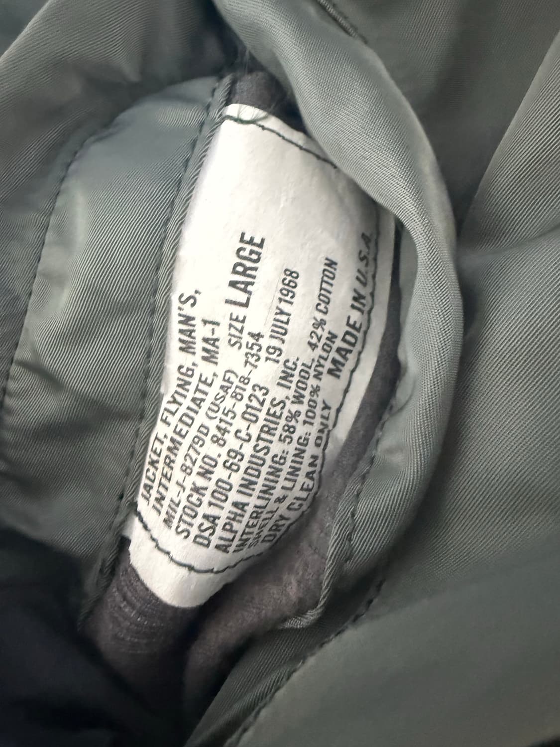 1968 정밀복각 90‘s MA-1 L사이즈 상품이미지4