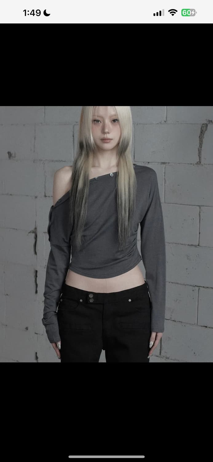 에트오소메 버튼 롱 슬리브(텍0) 상품이미지1