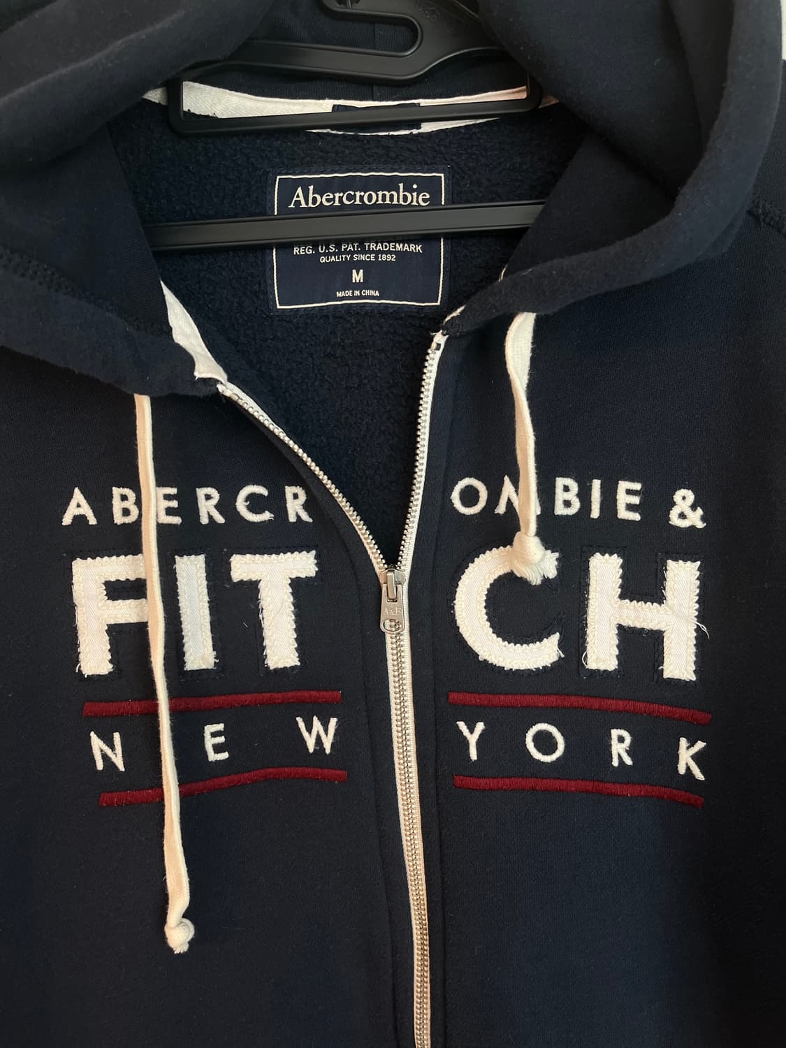 아베크롬비 뉴욕 스펠로고 대장 후드집업 화이트 [M] 상품이미지4